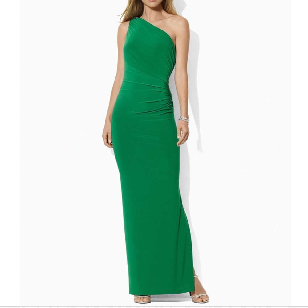 Ralph Lauren One Shoulder Gown 14P